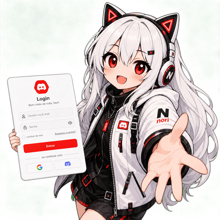 Nori convidando para o login com Discord
