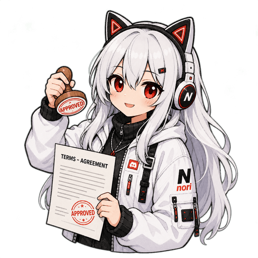 Nori aprovando os termos